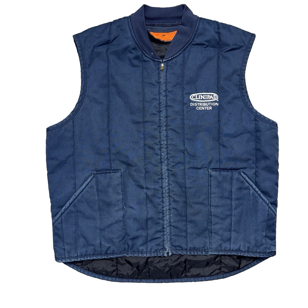VTG Red Kap Insulated Vest Full Zip Workwear Navy Blue Mens XL Chest Logo